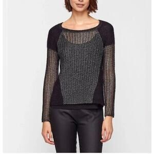 The Fisher Project Eileen Fisher Black Open Knit Round Neck Mohair Sweater Med